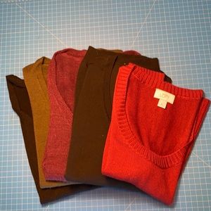 5 total women’s sweater vests in nice, fall colors.  Size Large (14).